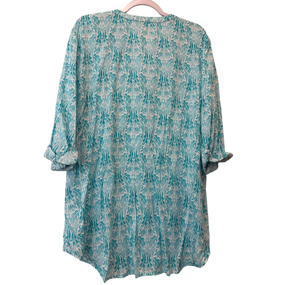 Grande & Greene Women's Green Floral Boho Peasant Tunic Top Size XL 3/4 Sleeves - Picture 2 of 6